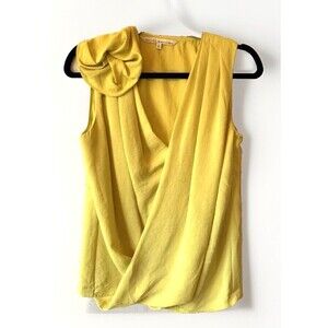 Rachel Roy Blouse‎ Womens Small Yellow V-Neck Sleeveless Top Career Office